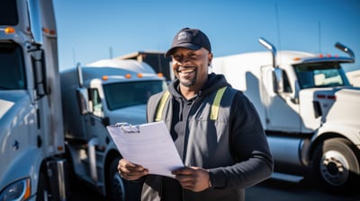 truck driver getting shipment paperwork ready