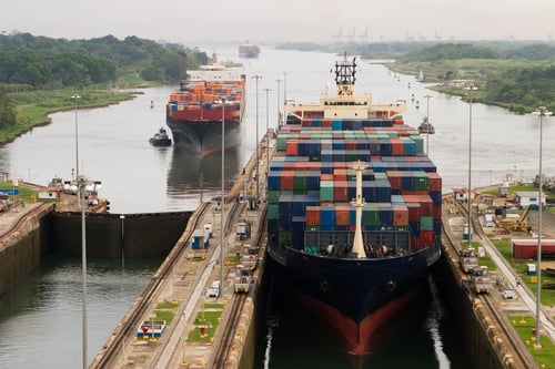 Container ship in Panama Canal