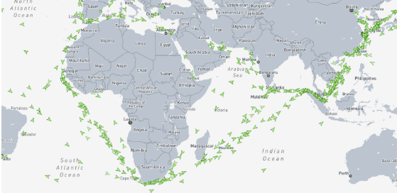 Marine Traffic contianer ship locations
